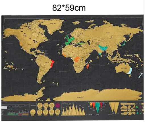 Mini Black Scratch Map - World Edition